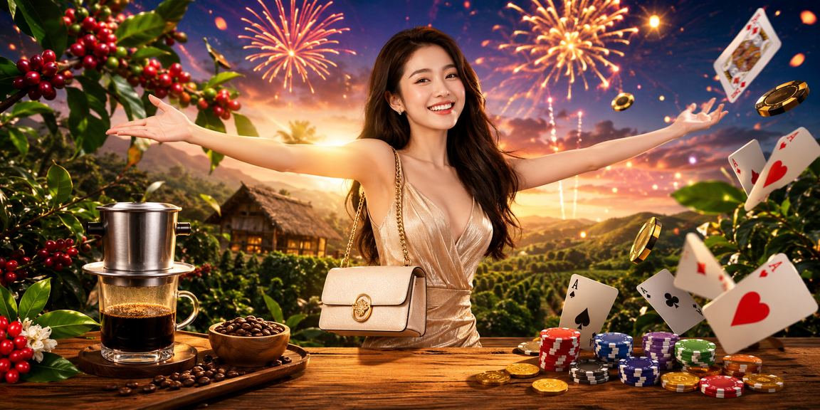 Người chơi thưởng thức game bài bên tách cà phê Ban Mê Thuột đặc trưng