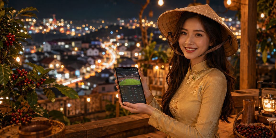 Người dùng đặt cược casino trực tuyến tại Đà Lạt với nón lá truyền thống Việt Nam