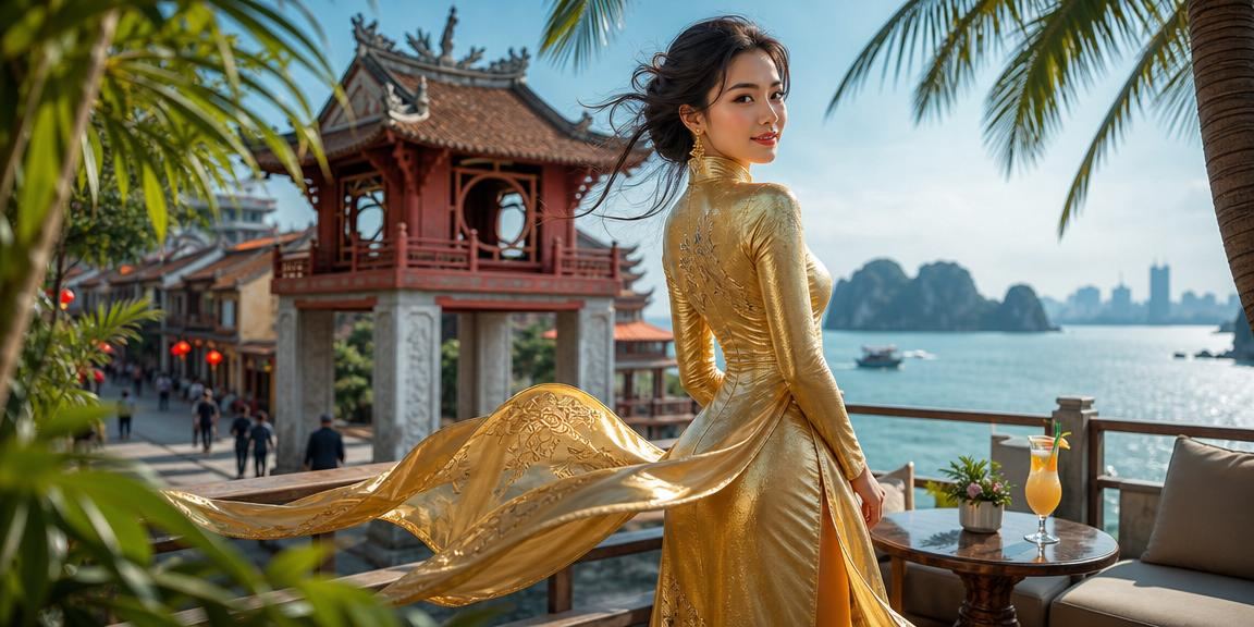 Cô gái mặc áo dài Hà Nội tham khảo thông tin cá cược thể thao trên thiết bị di động
