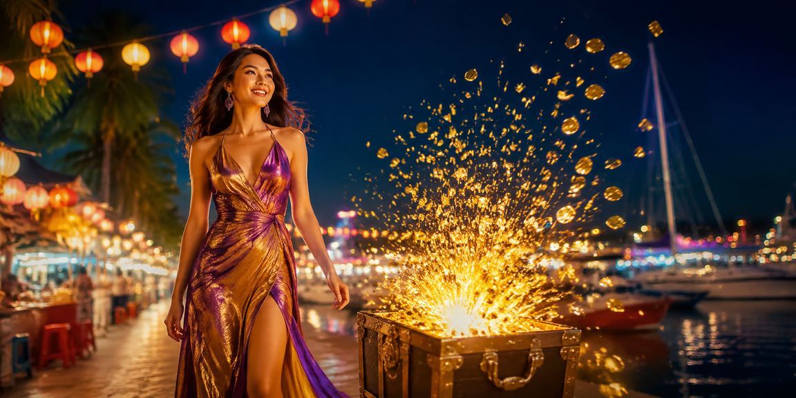 Không gian casino sôi động buổi đêm tại chợ đêm Nha Trang Việt Nam